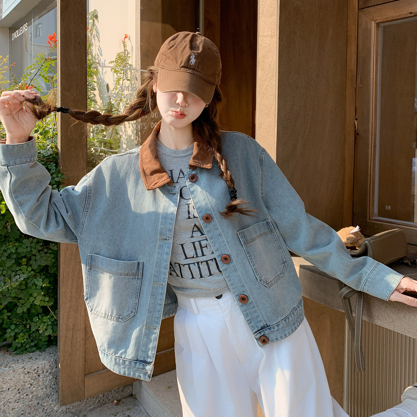 蓝色超火减龄设计感牛仔外套女2026春新款韩版小个子穿搭休闲上衣