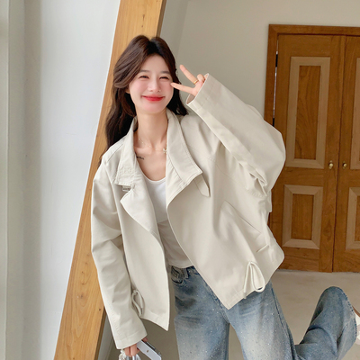 春季米白休闲百搭显瘦短外套女