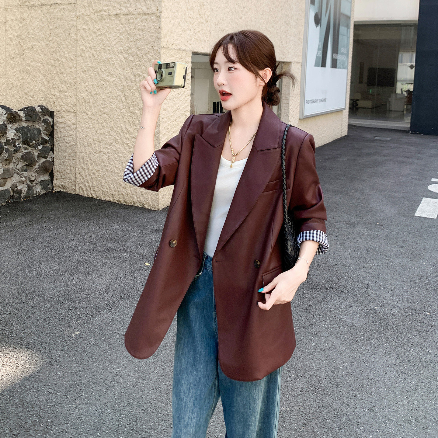 美拉德格纹西装外套女秋高级感