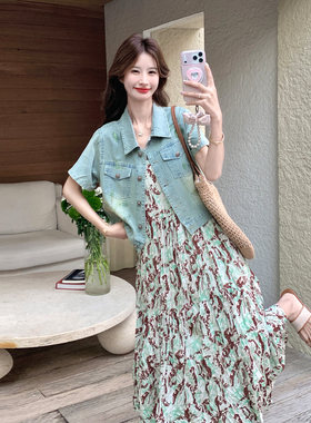 连衣裙套装女夏季牛仔外套两件套