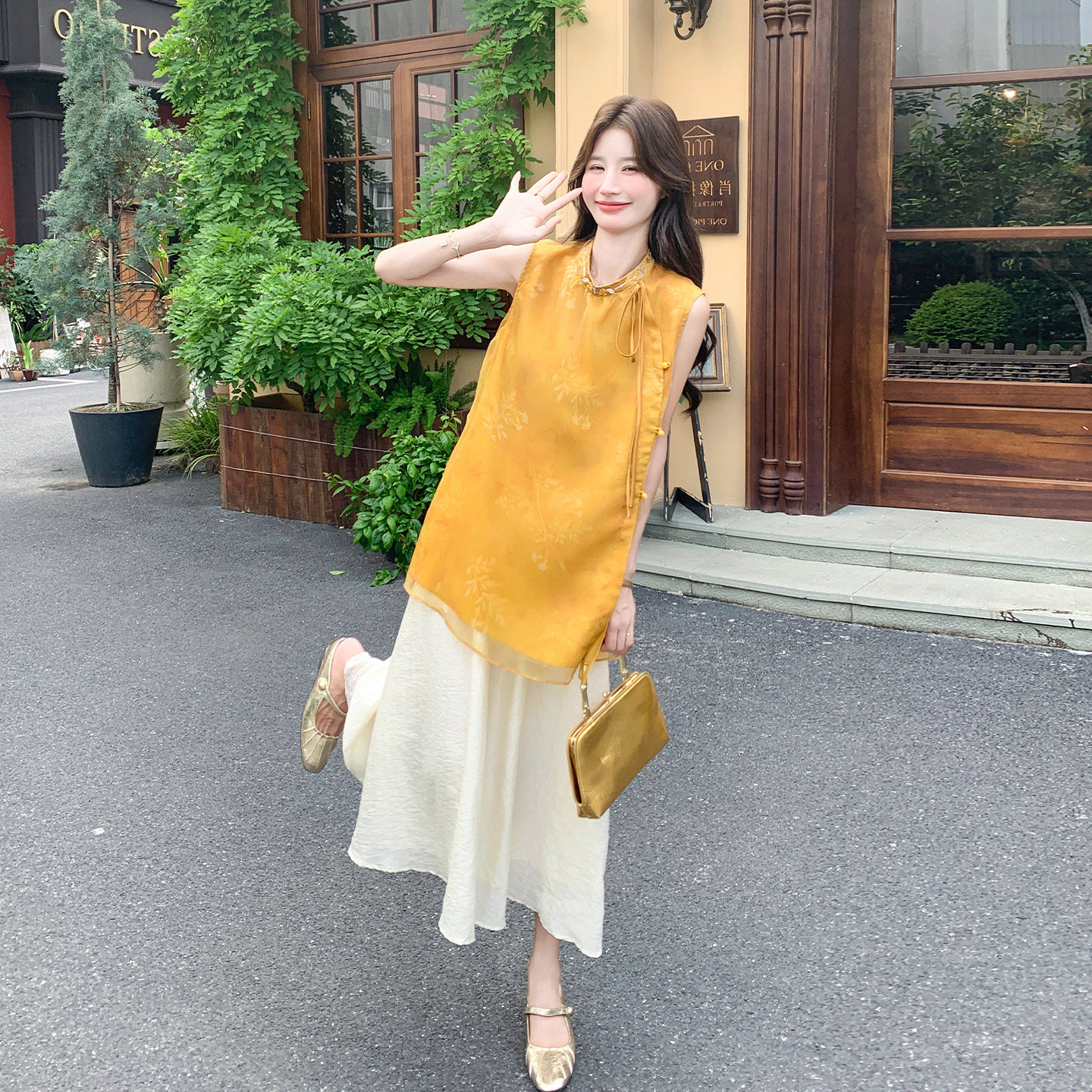慵懒风无袖上衣长裙套装女夏