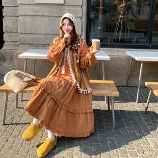 波西米亚流苏针织马甲连衣裙套装女2026春季新款花边A字裙两件套