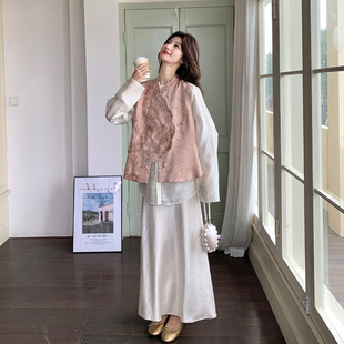早春新中式国风高级感提花马甲套装女2026新款时尚休闲内搭两件套