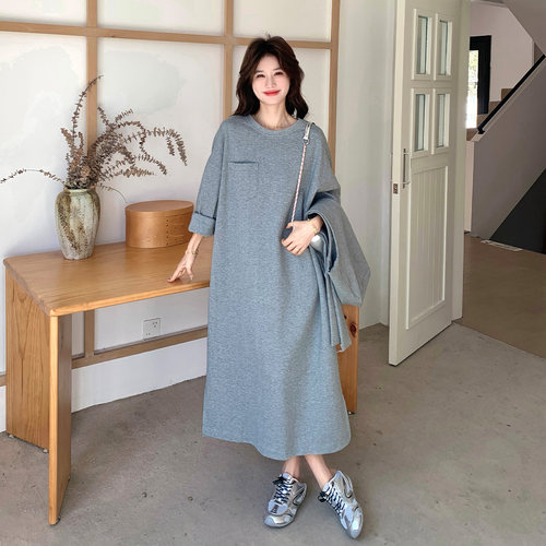 慵懒风宽松连衣裙女中长款
