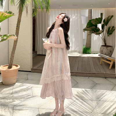 夏季拼接A字显瘦两件套连衣裙