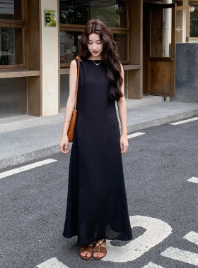 黑色法式赫本风简约高级感连衣裙女2026新款夏日御姐气质背心长裙