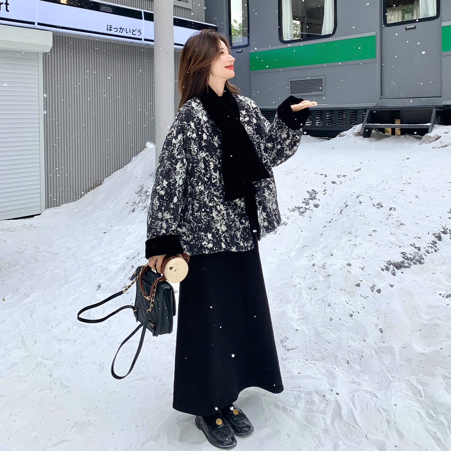 小香风羽绒服半身裙显瘦两件套