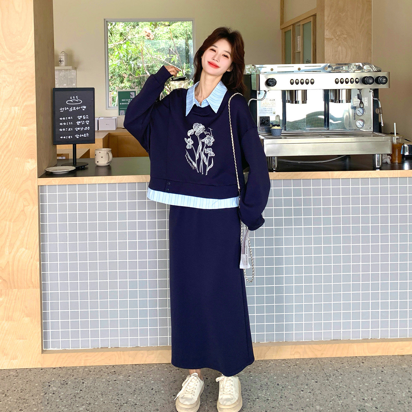 学院风假两件卫衣套装女秋装