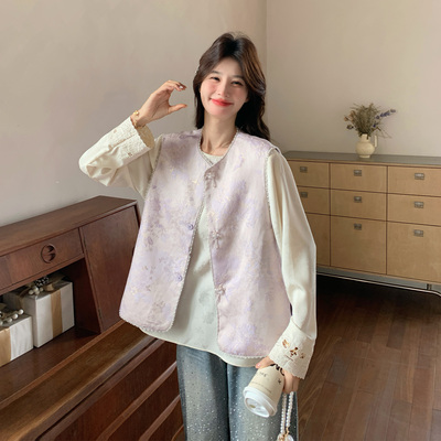 新中式国风提花刺绣马甲套装女