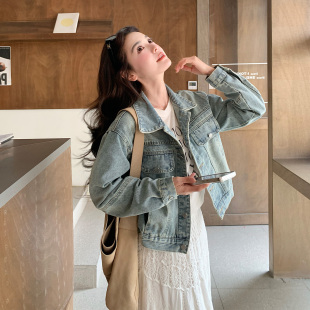 韩版小个子穿搭复古时尚牛仔外套女2026春天新款高端洋气休闲上衣