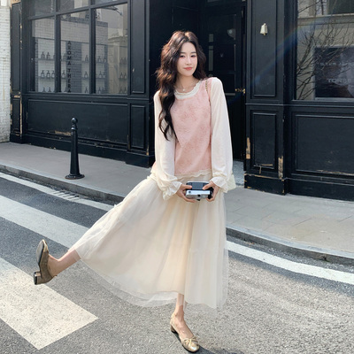 温柔风背心打底衫半身裙三件