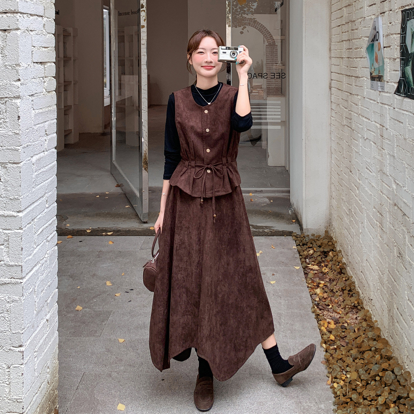 轻熟风针织马甲套装女秋季