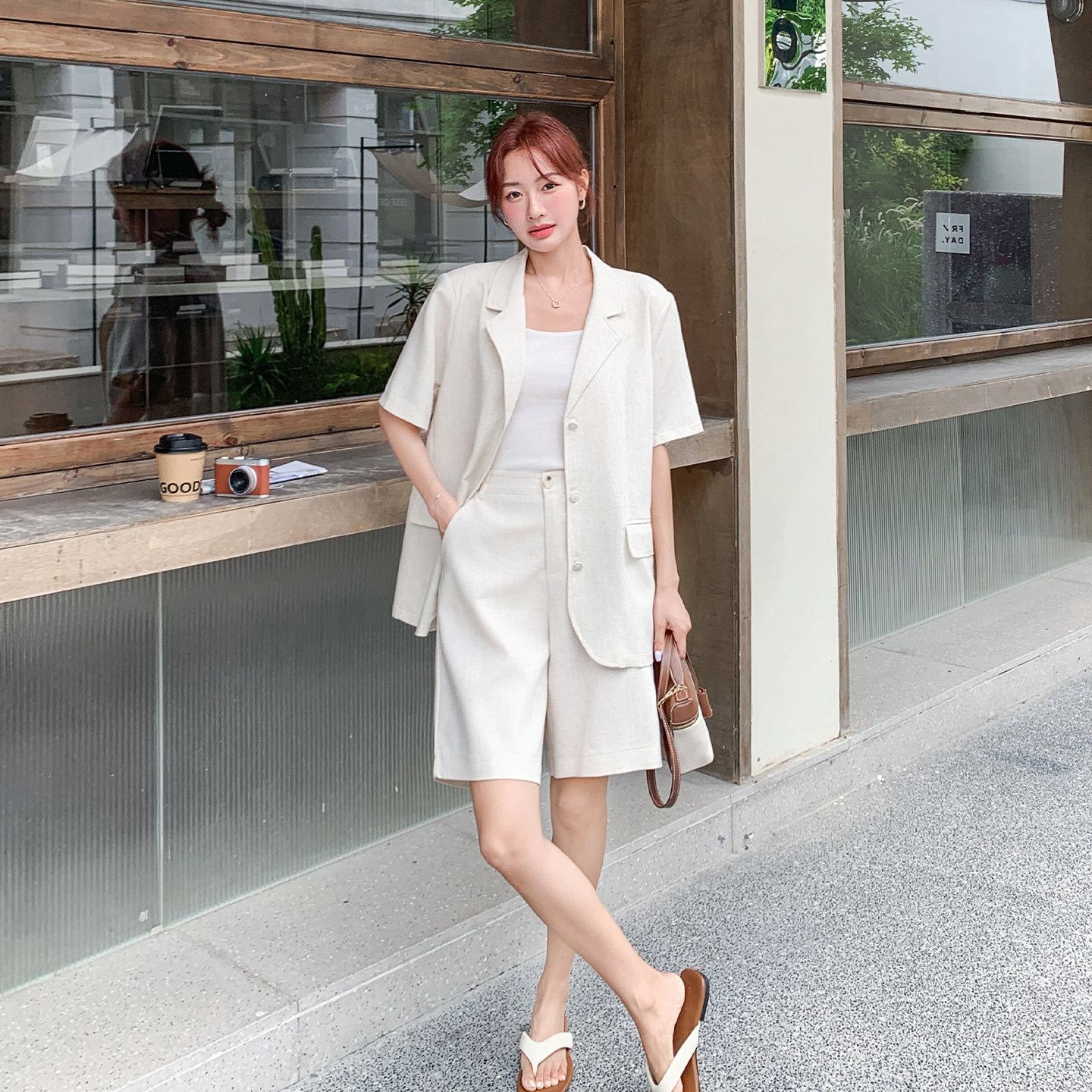 夏季韩式简约女西装两件套