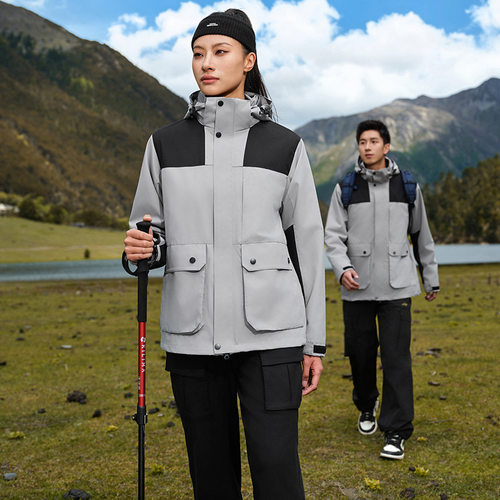 三合一冲锋衣两件套可拆卸可印制logo加厚女防风登山服hm1868
