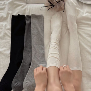 无骨日系纯色平板小腿袜春夏新品 白袜棉袜堆堆长袜子女袜 韩系薄款