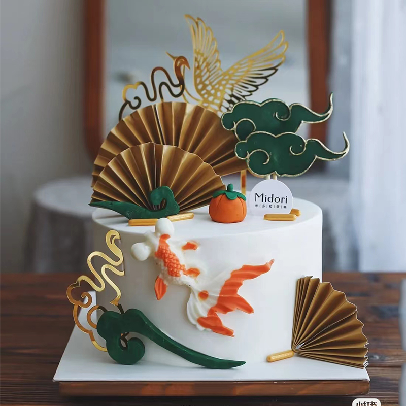 祥云金鱼烘焙蛋糕装饰硅胶模具