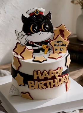 黑猫警察卡通动漫生日蛋糕装饰