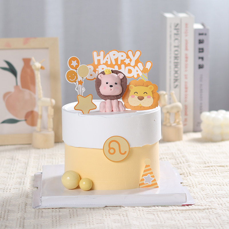 网红狮子座烘焙生日蛋糕装饰摆件