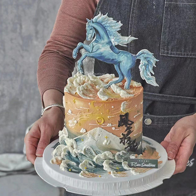 风生水起男士爸爸生日蛋糕装饰