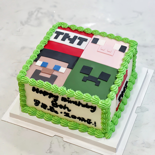 饰摆件小男孩周岁积木世界甜品台装 饰 世界方块生日蛋糕装 网红我