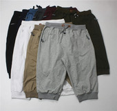 运动跑步小脚卫裤 外单夏季 松紧腰弹性休闲马裤 运动薄款 户外七分裤