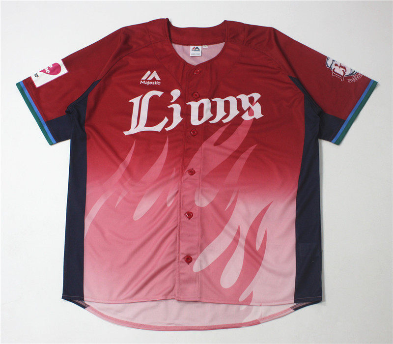 日单足球日本职棒npb西武狮lions短袖棒球服棒球衫夏日宽松大球衣