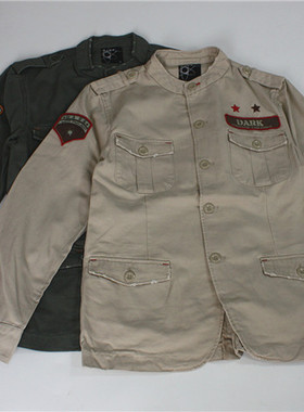 美式街头春秋复古水洗棉休闲夹克军事风M65立领工装四袋长袖外套