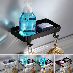 黑色304不锈钢皂碟皂网金色浴室肥皂盒卫生间23CM置物架免打孔