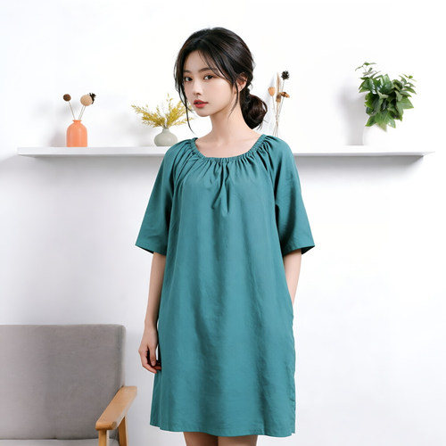 美容院浴裙薄款夏季抹胸裹胸裙半袖理疗按摩桑拿服水洗棉女头疗服