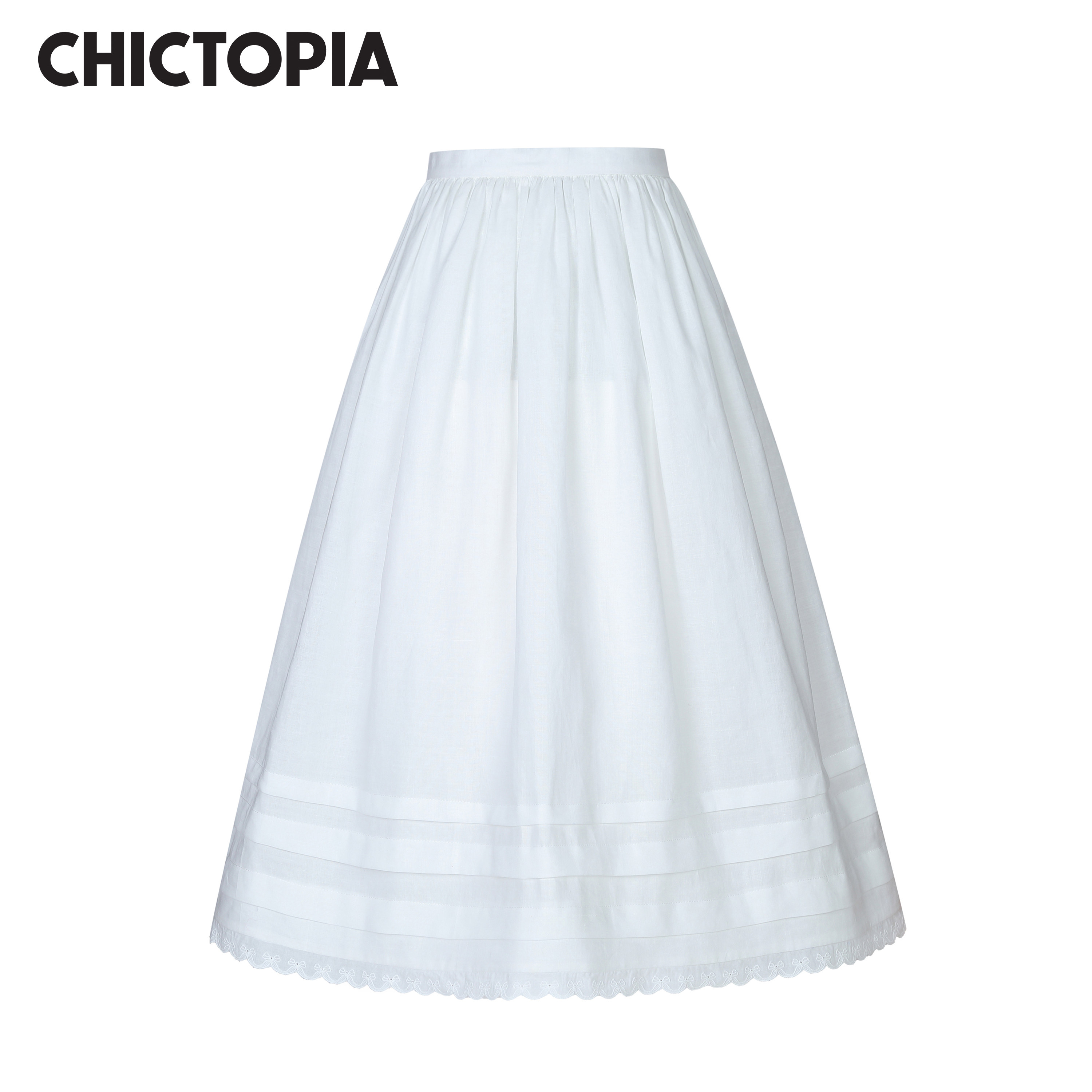 CHICTOPIA刘清扬原创设计25春夏新品苎麻抽褶伞裙半裙