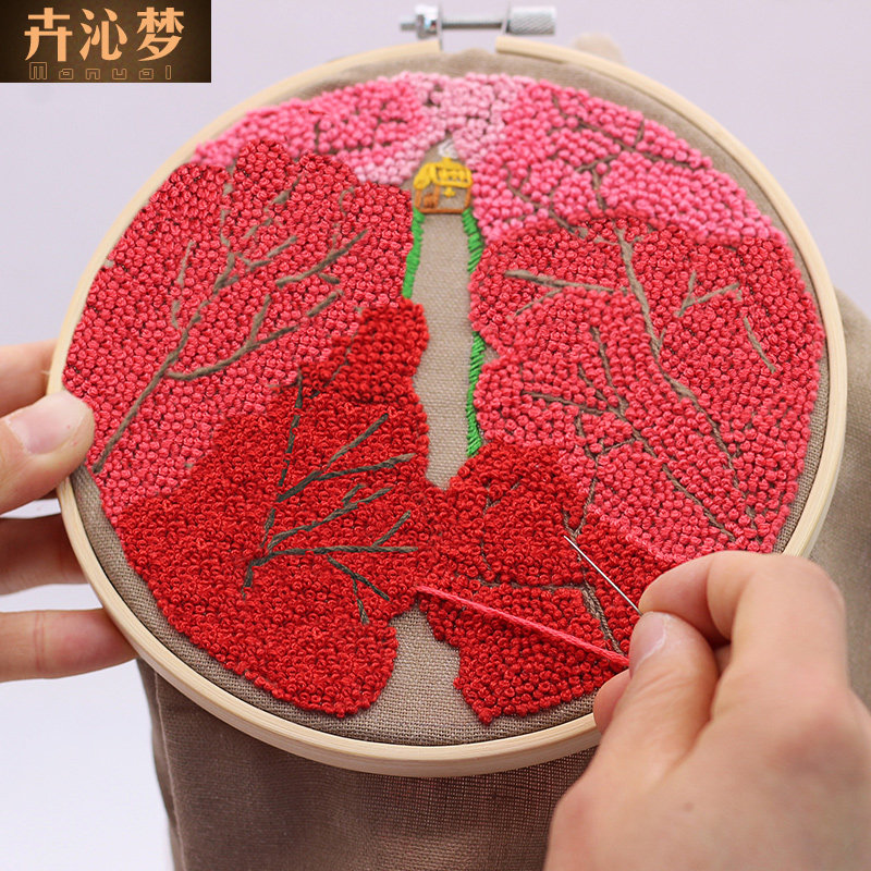 2018新款新手初级手工花卉欧式DIY刺绣小幅布艺材料包立体绣制作