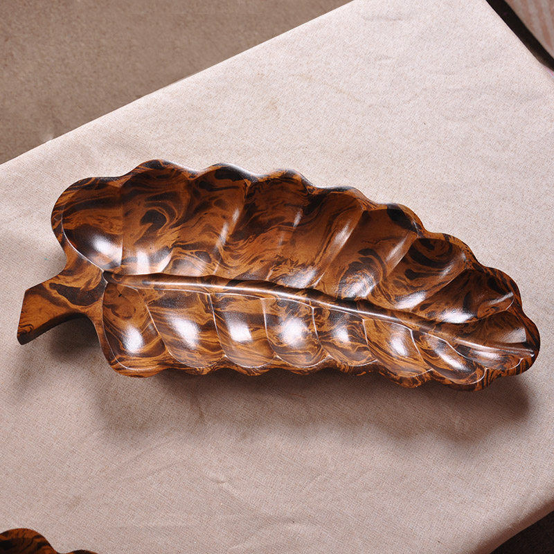 泰国实木手工干果盘木质东南亚风格实木花生瓜子盘创意树叶水果盘