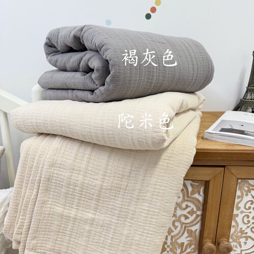 尾单纯棉纱布带标休闲毯床盖沙发毯新家装饰毯260x260cm