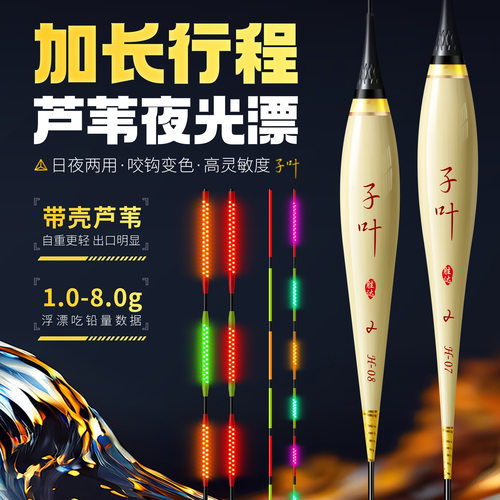 60公长精品带壳芦苇OLED电光漂黑坑竞技行程高灵敏硬尾变色夜光漂