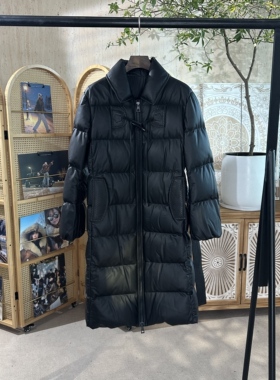 【弓ECHO】新西兰绵羊皮真皮雕花百搭显瘦长款羽绒服外套女