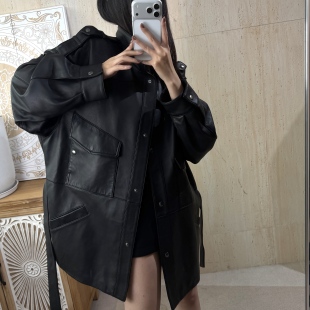 秀场新款 春季 西班牙进口A级羔脂绵羊皮立领真皮外套 弓ECHO