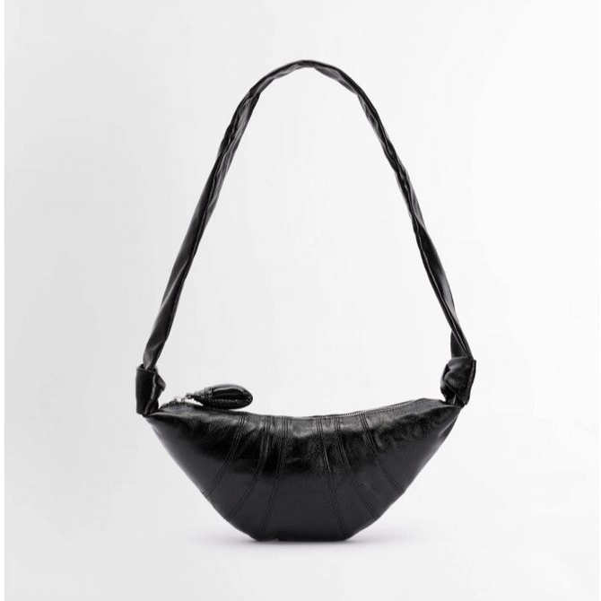 【弓ECHO】中性黑色质感油蜡涂层面料柔软小号可颂牛角包