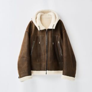 复古软糯羊皮毛宽松慵懒正反两穿连帽外套 美式 弓ECHO
