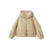 弓ECHO 原创绵羊皮毛一体宽松慵懒老钱极简风连帽短外套