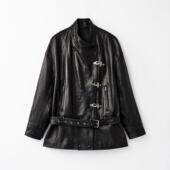 西班牙绵羊皮衣重工金属酷帅机车飞行员皮衣外套 弓ECHO