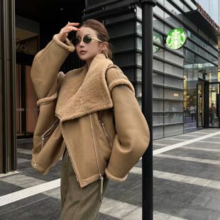 宽松慵懒皮草外套 西班牙小美利奴皮毛一体高奢2025冬季 弓ECHO