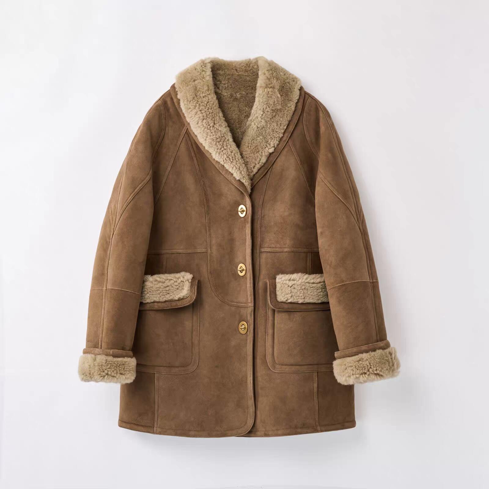 【弓ECHO】北境暖曦！革乐美高奢冬季绵羊皮毛一体绒面慵懒外套女,女装/女士精品,羊绒大衣,淘宝优惠券,粉丝福利购,淘宝优惠卷