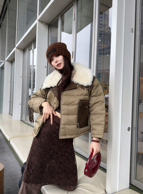 【弓ECHO】原创设计2025秋冬可拆卸毛领山羊皮流苏酷帅机车羽绒服