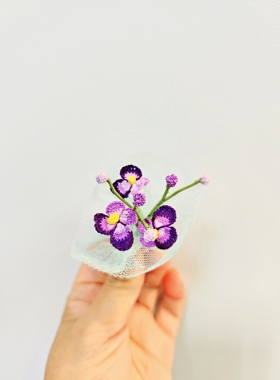 成品 ob11 抱花 80号蕾丝  迷你花束 微钩花 礼物 紫色蝴蝶兰