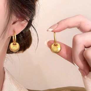 奥特莱斯清仓特价 耳环外贸出口好货outlets配饰 18K金古法胖福