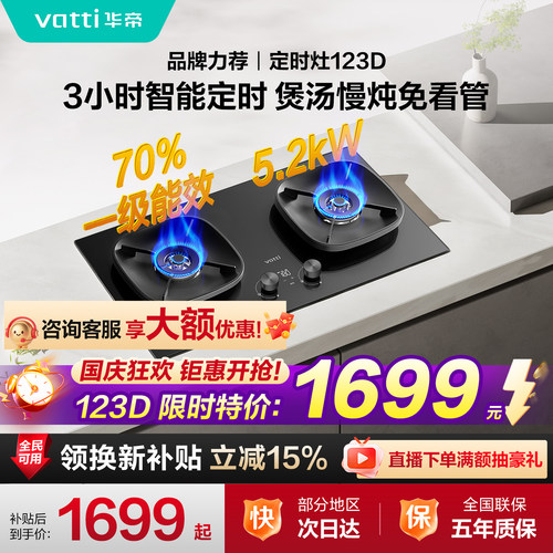 华帝燃气灶123D家用天然气定时灶台烟灶联动液化气煤气双灶官方