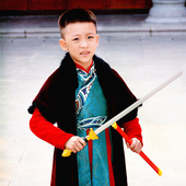 尾货汉服男童披风冬季 武侠仙气公子表演服新年装 周岁生日国潮礼服