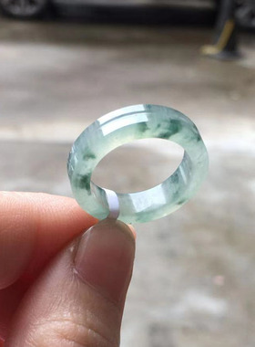 角饰珠宝原创设计新品缅甸翡翠高冰飘花晴水戒指戒圈种老无纹裂