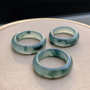 角饰珠宝2019缅甸老坑翡翠冰种意境飘花戒圈戒指玉扳指直播多圈口