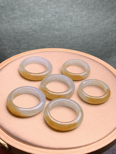 角饰珠宝2019缅甸老坑a货翡翠冰细糯黄翠戒圈戒指男女玉扳指直播